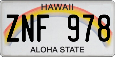 HI license plate ZNF978