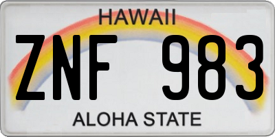HI license plate ZNF983