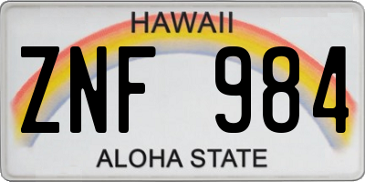 HI license plate ZNF984