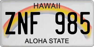 HI license plate ZNF985