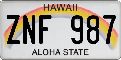 HI license plate ZNF987