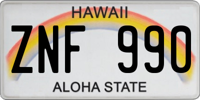 HI license plate ZNF990