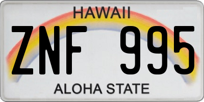 HI license plate ZNF995