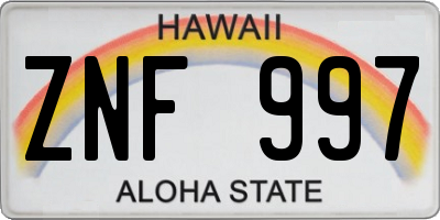 HI license plate ZNF997