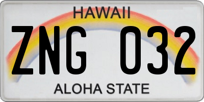 HI license plate ZNG032