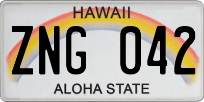HI license plate ZNG042