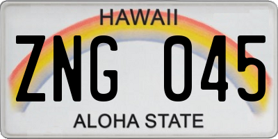 HI license plate ZNG045