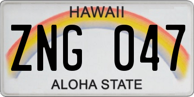HI license plate ZNG047