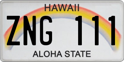 HI license plate ZNG111