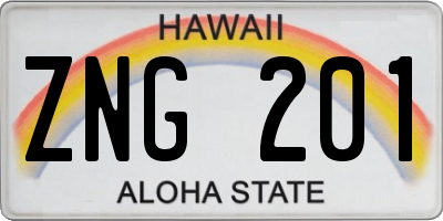 HI license plate ZNG201