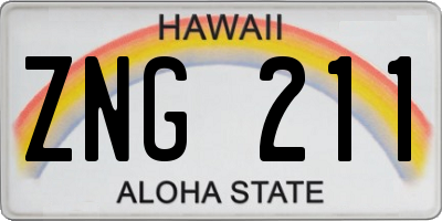 HI license plate ZNG211