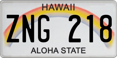 HI license plate ZNG218