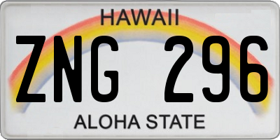 HI license plate ZNG296