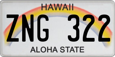 HI license plate ZNG322