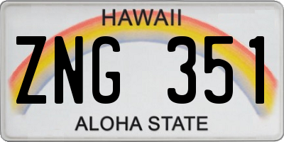 HI license plate ZNG351