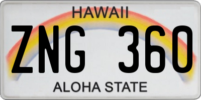 HI license plate ZNG360