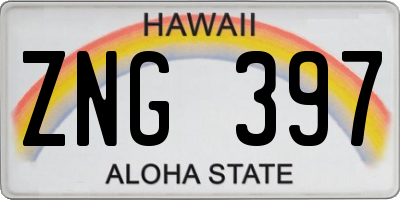 HI license plate ZNG397
