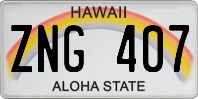 HI license plate ZNG407