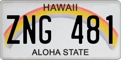 HI license plate ZNG481