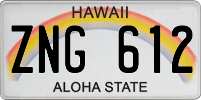 HI license plate ZNG612