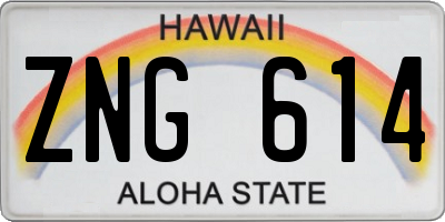 HI license plate ZNG614