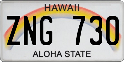 HI license plate ZNG730