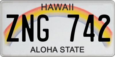 HI license plate ZNG742