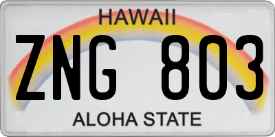 HI license plate ZNG803