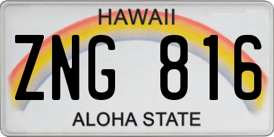 HI license plate ZNG816