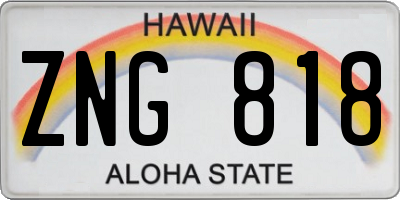 HI license plate ZNG818