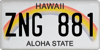 HI license plate ZNG881