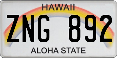 HI license plate ZNG892