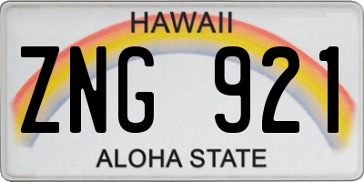 HI license plate ZNG921