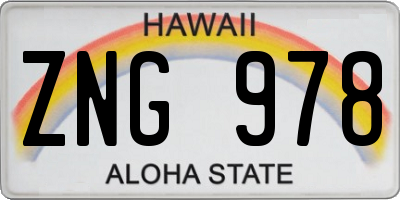 HI license plate ZNG978
