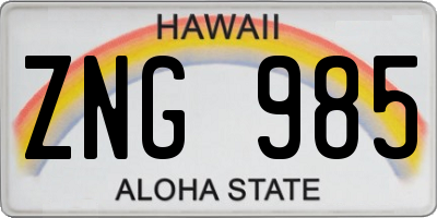 HI license plate ZNG985