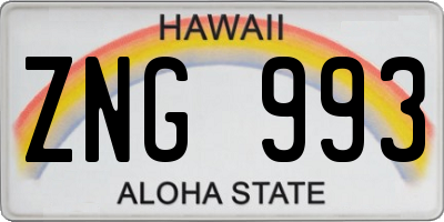 HI license plate ZNG993
