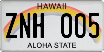 HI license plate ZNH005