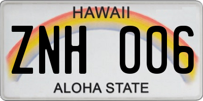 HI license plate ZNH006