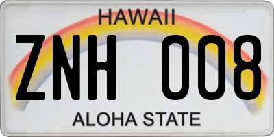 HI license plate ZNH008
