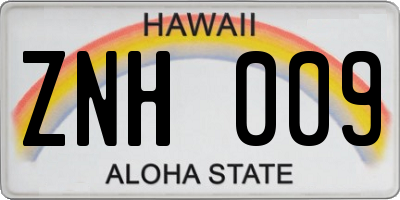HI license plate ZNH009