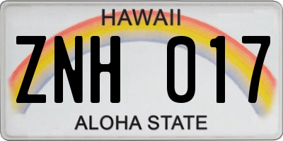 HI license plate ZNH017
