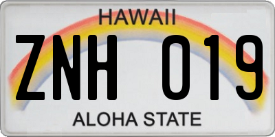 HI license plate ZNH019