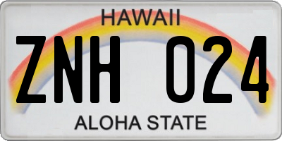 HI license plate ZNH024