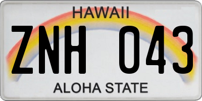 HI license plate ZNH043