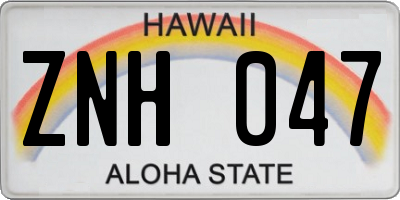 HI license plate ZNH047