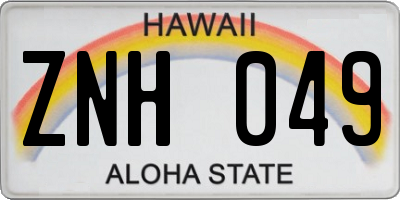 HI license plate ZNH049