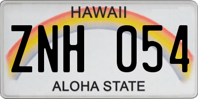 HI license plate ZNH054