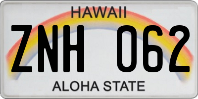 HI license plate ZNH062