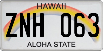 HI license plate ZNH063