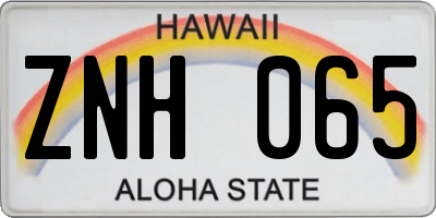 HI license plate ZNH065